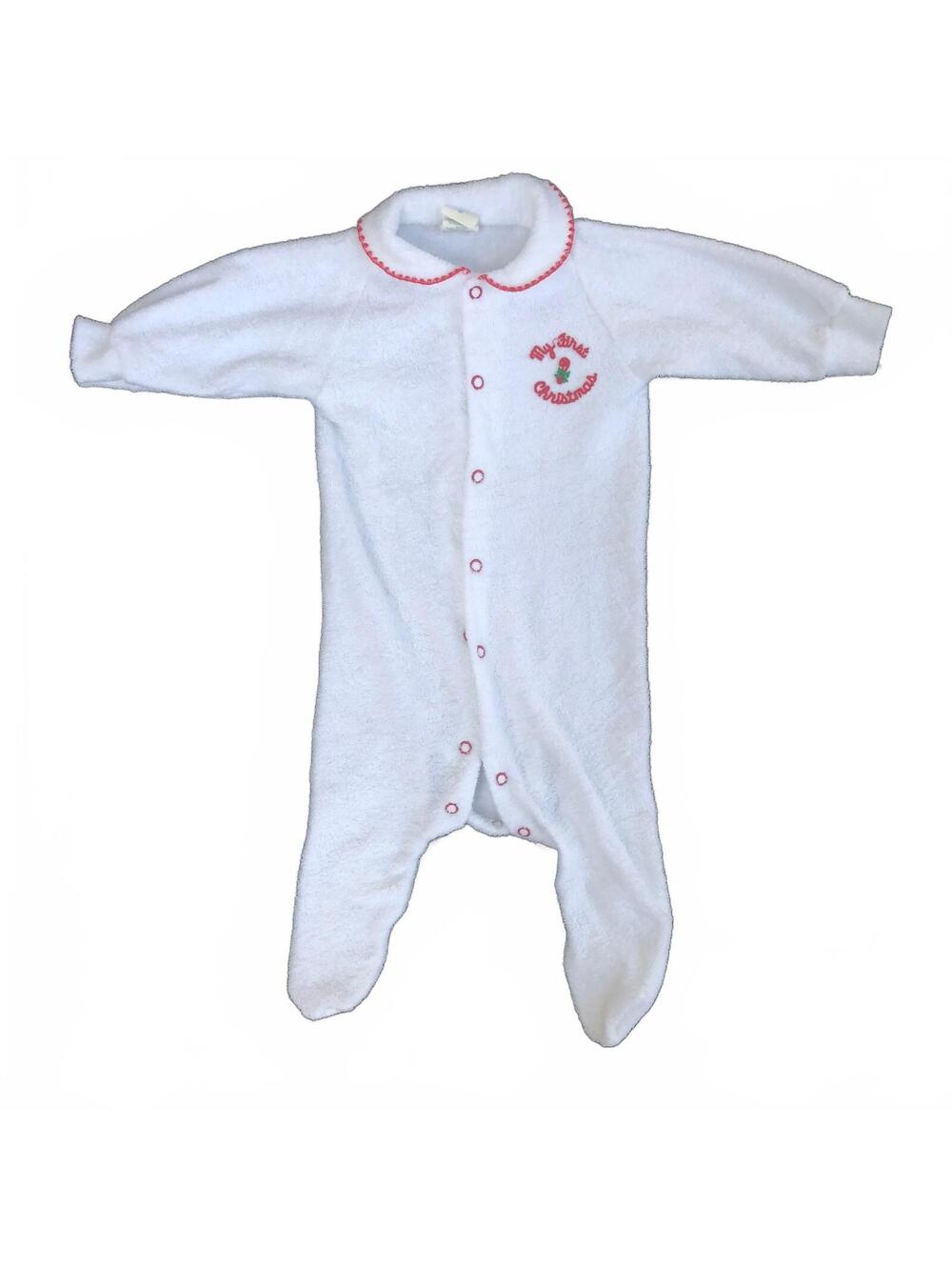 Alexis Baby White 'My First Christmas' Footed Sleeper Pajamas 13-18 lbs